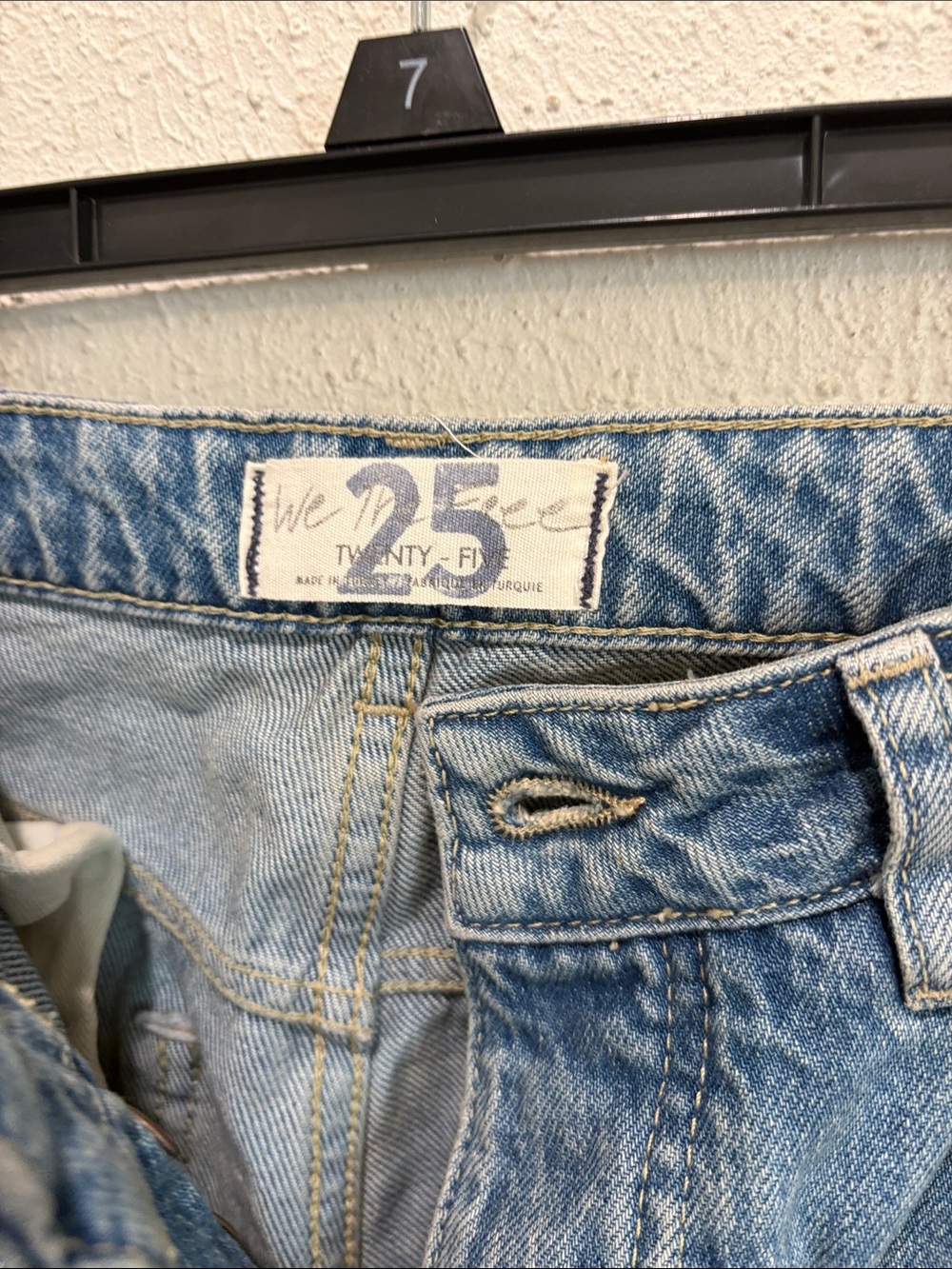 We The Free Light Blue Distressed Straight Leg Jeans with Navy Floral Patches - Picture 2 of 3